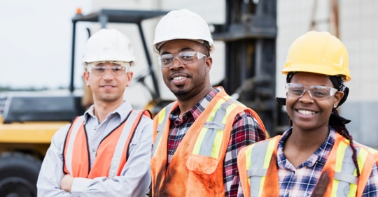 smiling construction workers